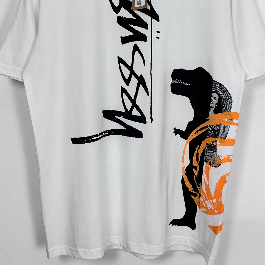 STUSSY X DAVID SS24 joint model CARSON DINO TEE dinosaur digital print short-sleeved Tee black and white S-XL