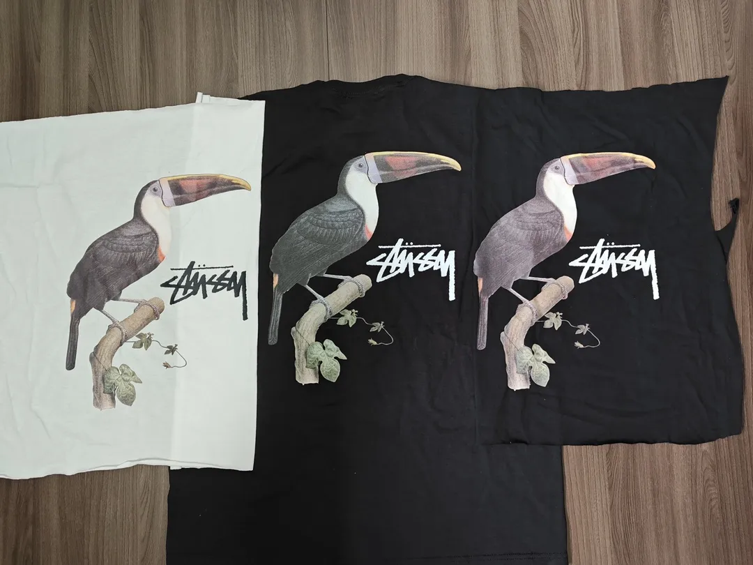 ZP printing: STUSSY SS24 animal series TOUCAN TEE toucan T-shirt black and white S-XL