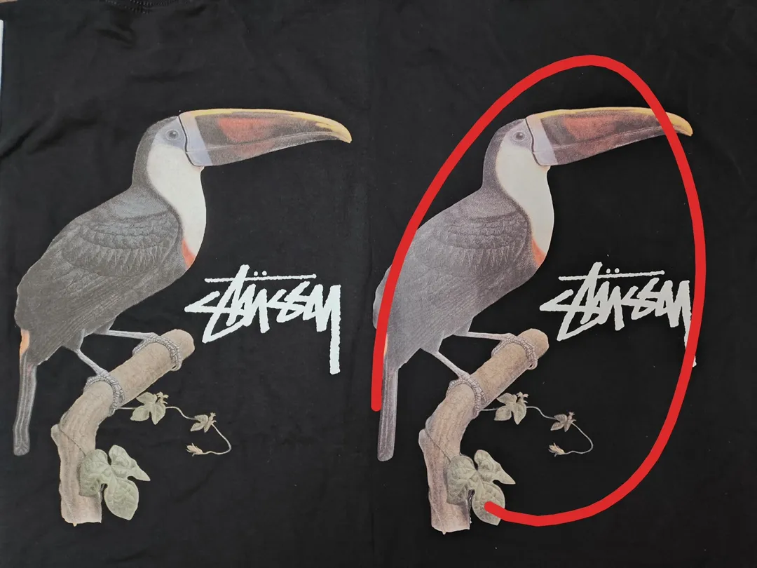 ZP printing: STUSSY SS24 animal series TOUCAN TEE toucan T-shirt black and white S-XL