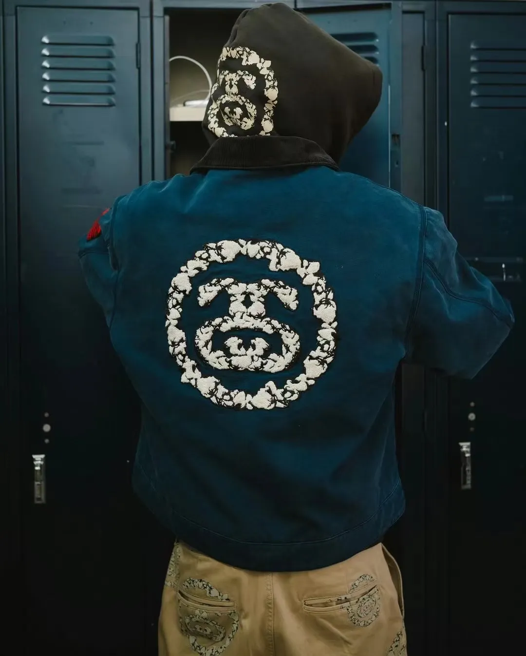 DT Jacket STUSSY X DENIM TEARS joint model CANVAS JACKET zipper work jacket navy blue S- XL
