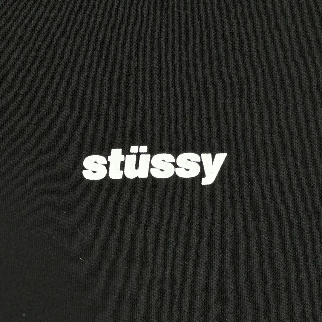 STUSSY SS24 WAVE COTTON CREW TEE Top-stitched Micro Label T-shirt Black Blue Mustard Yellow S-XL Original Same 240g Weight