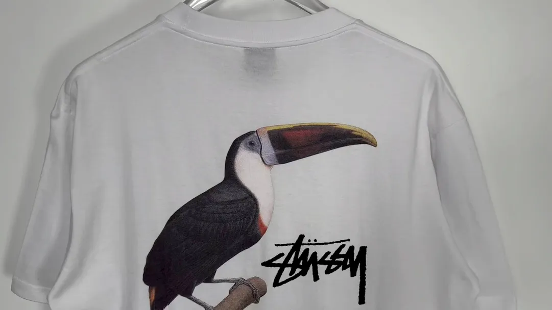 Spot goods! STUSSY SS24 Animal Series TOUCAN TEE Toucan T-shirt Black and White S-XL