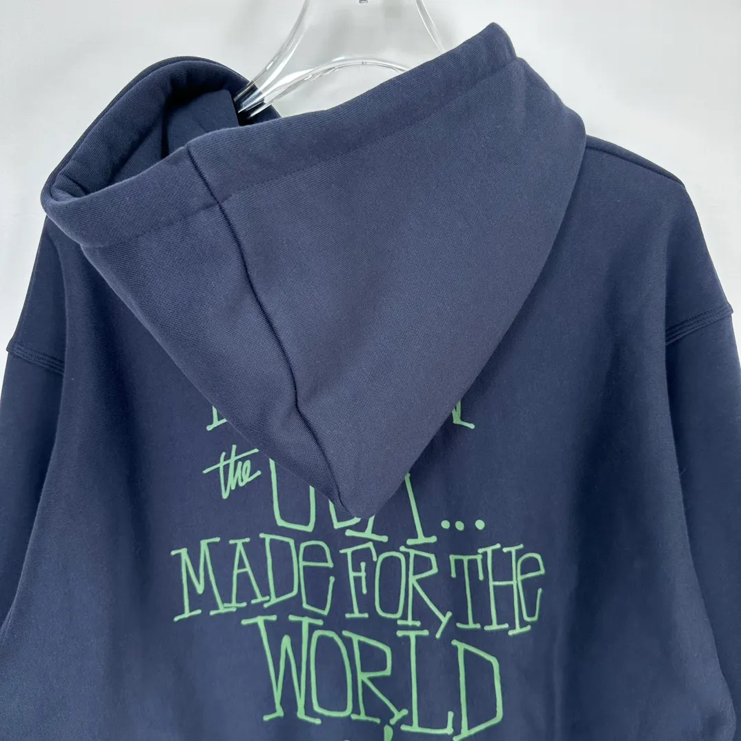 Graffiti word sweatshirt Stussy FW24 BUILT IN USA HOODIE English logo on the back plus velvet hooded sweatshirt/hoodie black gray dark blue S-XL