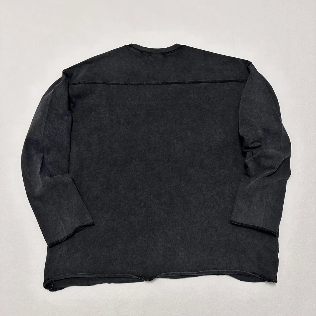 Washed long-sleeved T-shirt STUSSY FW24 FOOTBALL CREW PIGMENT DYED TEE washed black S-XL