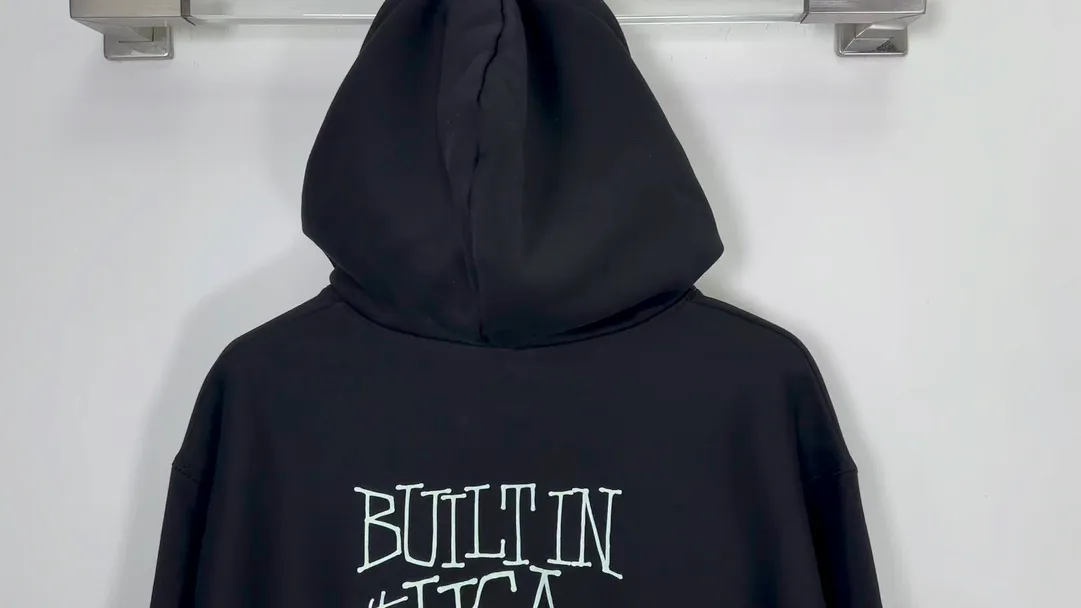Graffiti word sweatshirt Stussy FW24 BUILT IN USA HOODIE English logo on the back plus velvet hooded sweatshirt/hoodie black gray dark blue S-XL