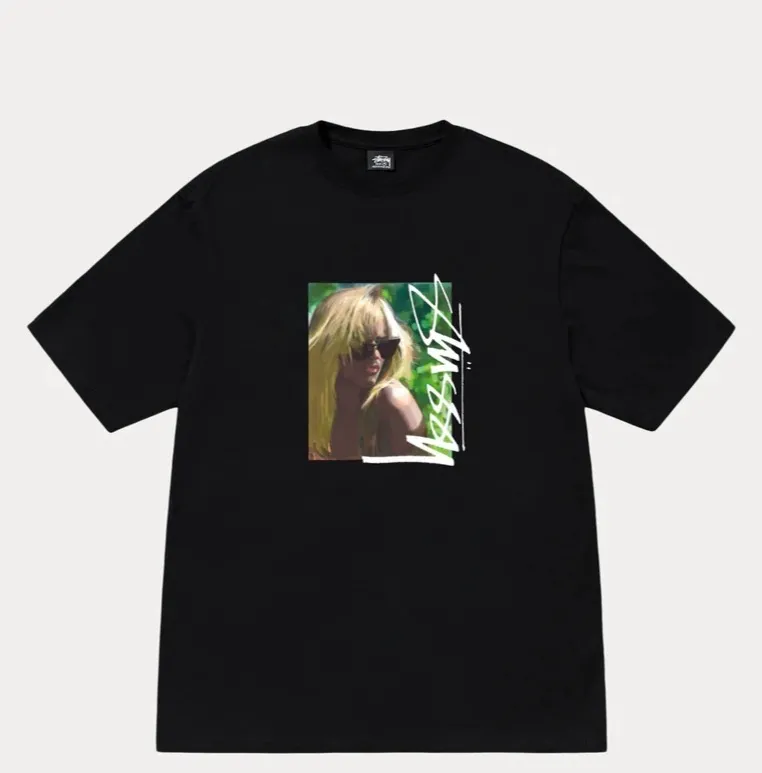 Blonde beauty T-shirt STUSSY SS25 LAURA TEE character print short-sleeved TEE black and white S- XL