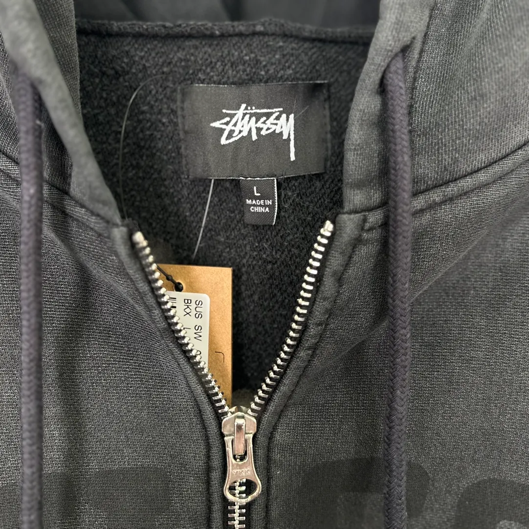 Washed zipper sweatshirt STUSSY FW24 FADED GRAPHIC ZIP UP HOODED Distressed washed and velvet zipper sweatshirt S-XL