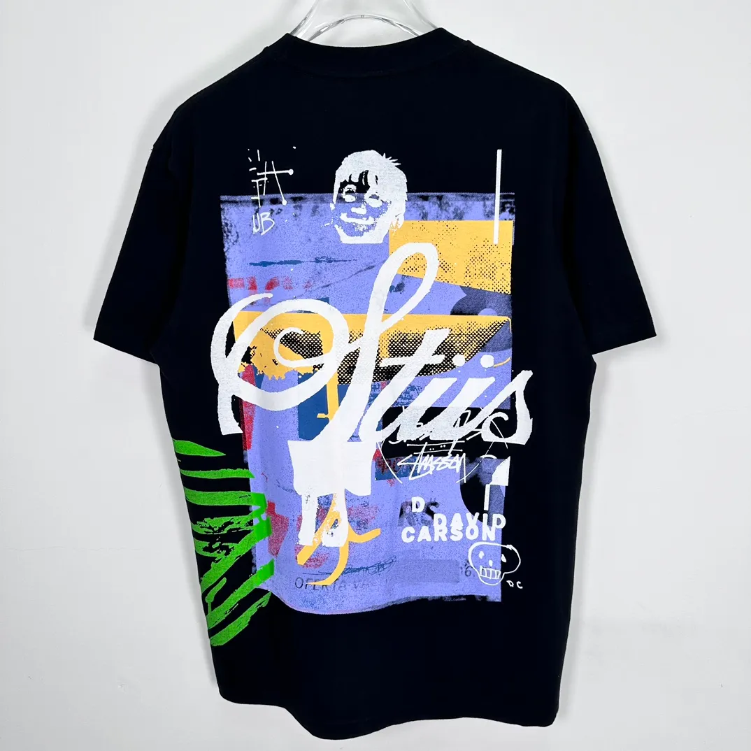 STUSSY X DAVID SS24 joint model CARSON DINO TEE dinosaur digital print short-sleeved Tee black and white S-XL