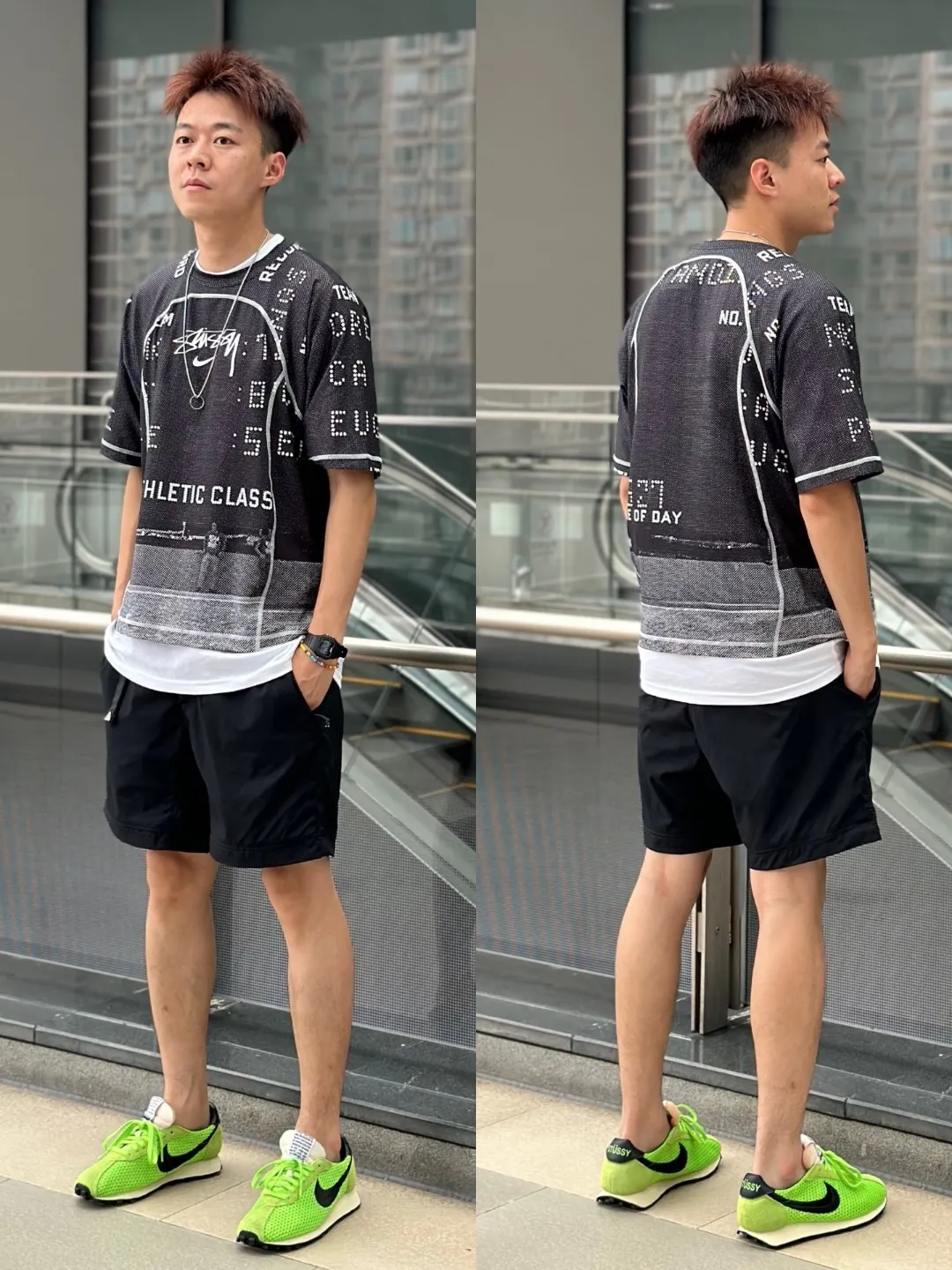 Nike x Stüssy joint model printed quick-drying short-sleeved T-shirt for men and women, black S-XL