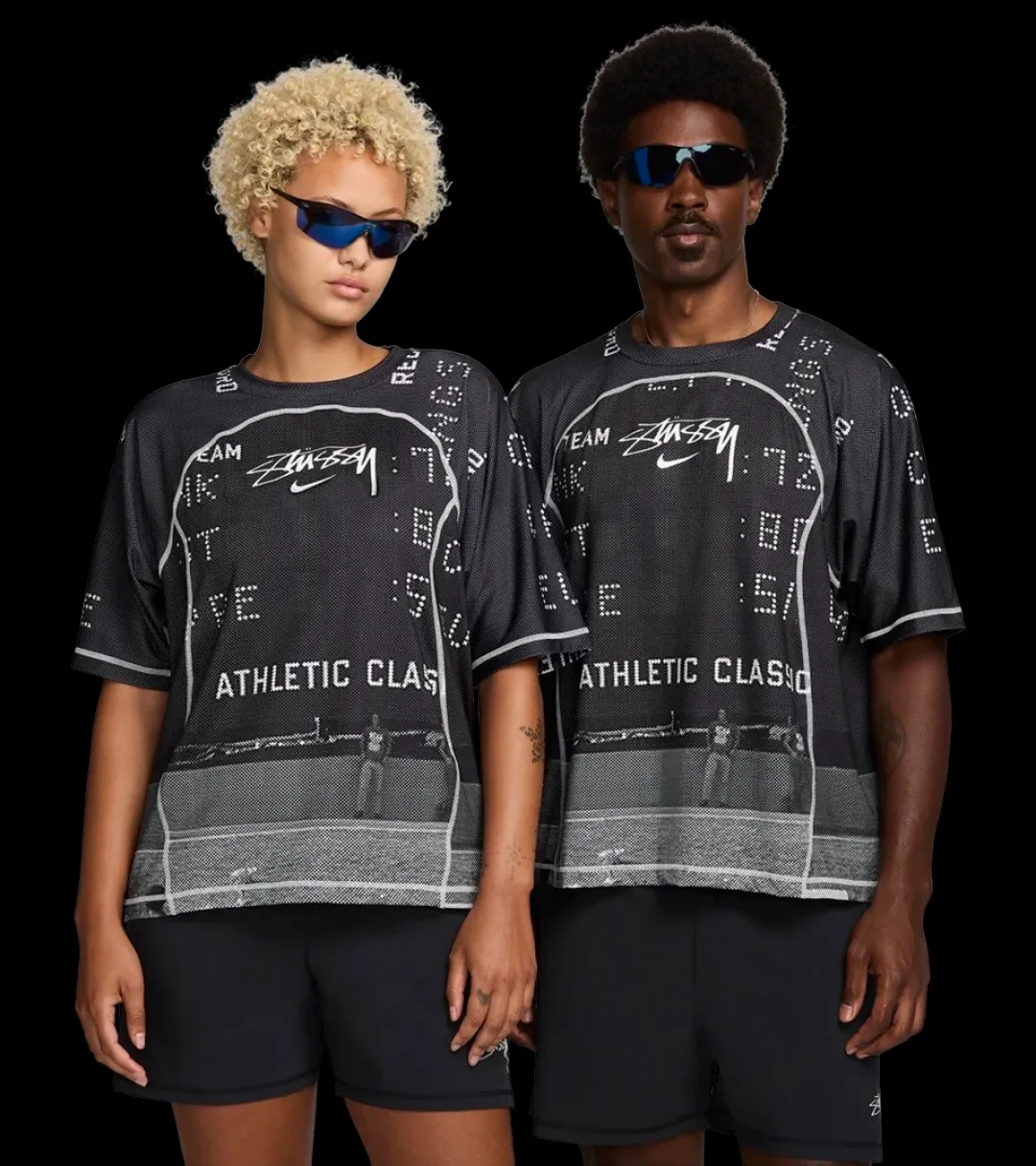 Nike x Stüssy joint model printed quick-drying short-sleeved T-shirt for men and women, black S-XL