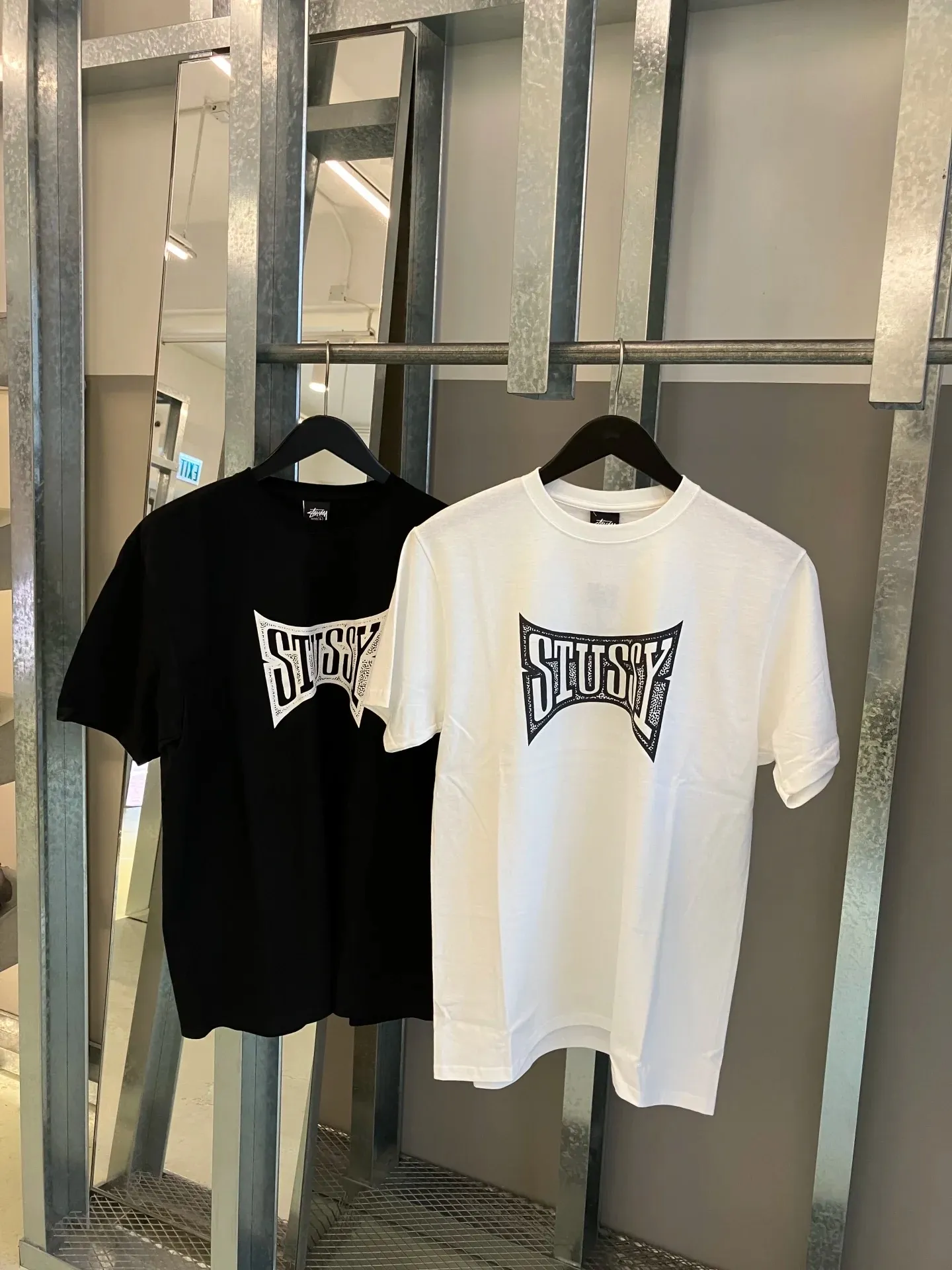 Champion flag T-shirt STUSSY FW24 CHAMPION TEE black and white S-XL