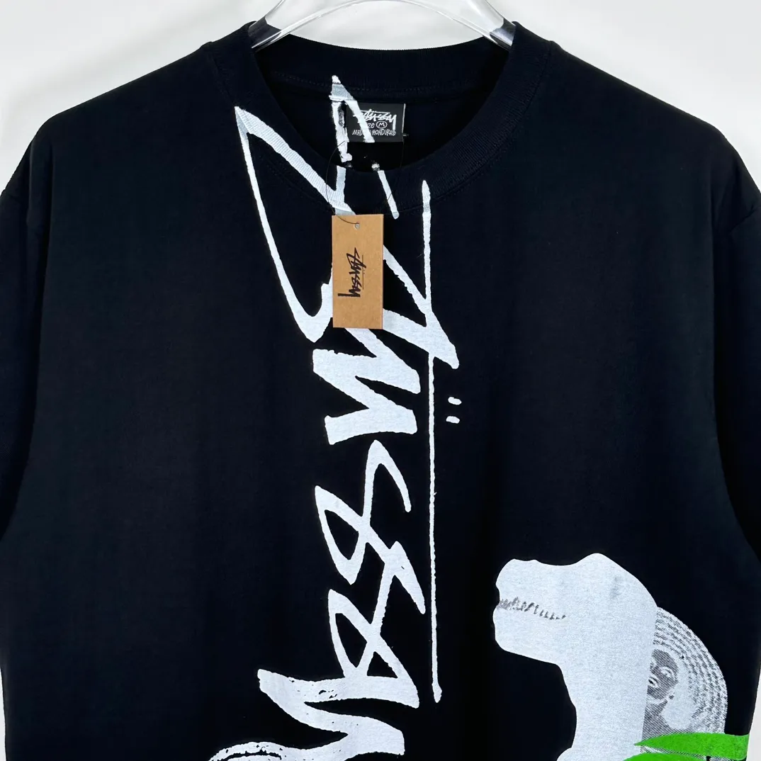 STUSSY X DAVID SS24 joint model CARSON DINO TEE dinosaur digital print short-sleeved Tee black and white S-XL