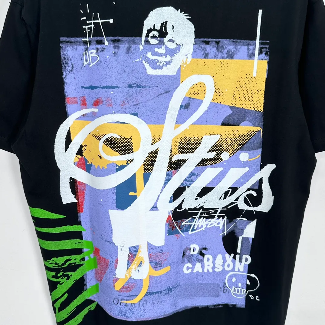 STUSSY X DAVID SS24 joint model CARSON DINO TEE dinosaur digital print short-sleeved Tee black and white S-XL