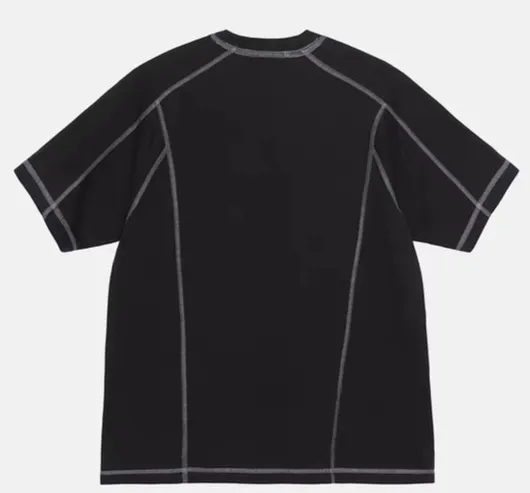 STUSSY SS24 WAVE COTTON CREW TEE Top-stitched Micro Label T-shirt Black Blue Mustard Yellow S-XL Original Same 240g Weight