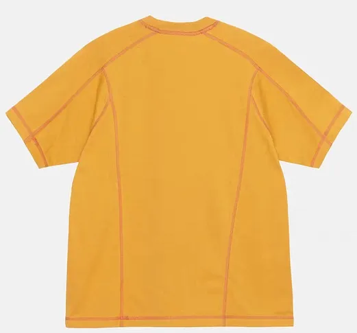 STUSSY SS24 WAVE COTTON CREW TEE Top-stitched Micro Label T-shirt Black Blue Mustard Yellow S-XL Original Same 240g Weight