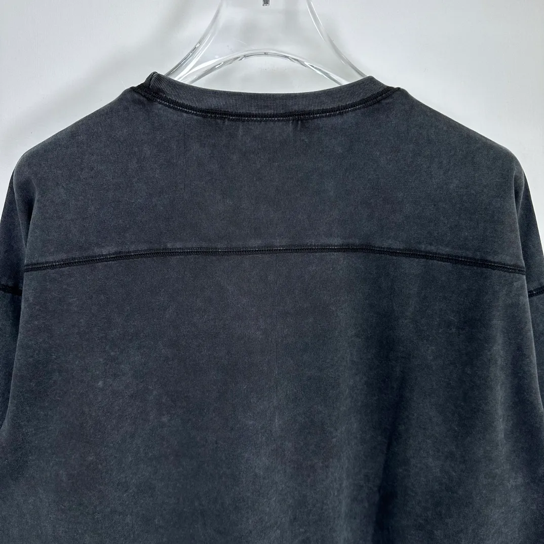 Washed long-sleeved T-shirt STUSSY FW24 FOOTBALL CREW PIGMENT DYED TEE washed black S-XL