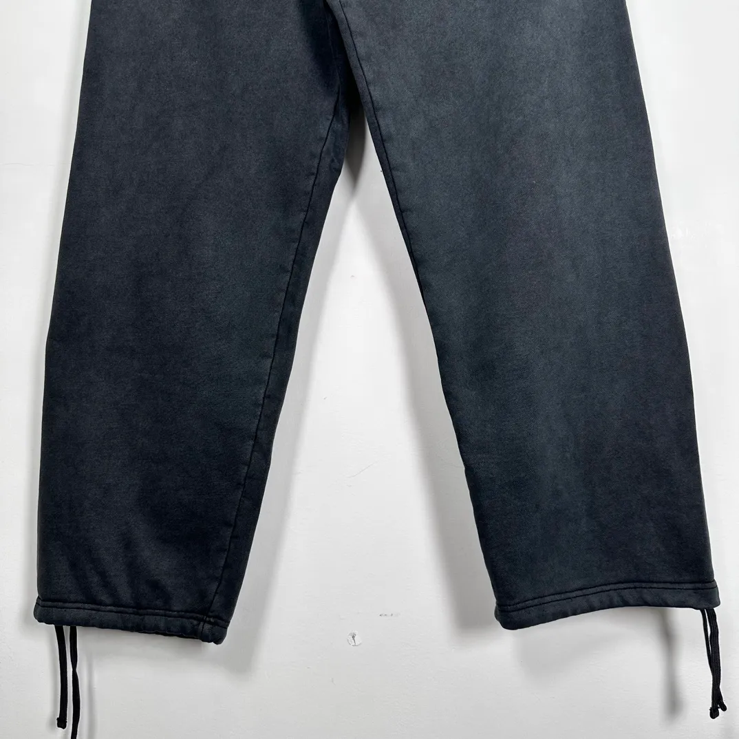 Washed sweatpants STUSSY FW24 FLEECE PANT FADED GRAPHIC loose thin velvet sweatpants with logo on the side, washed black S- XL