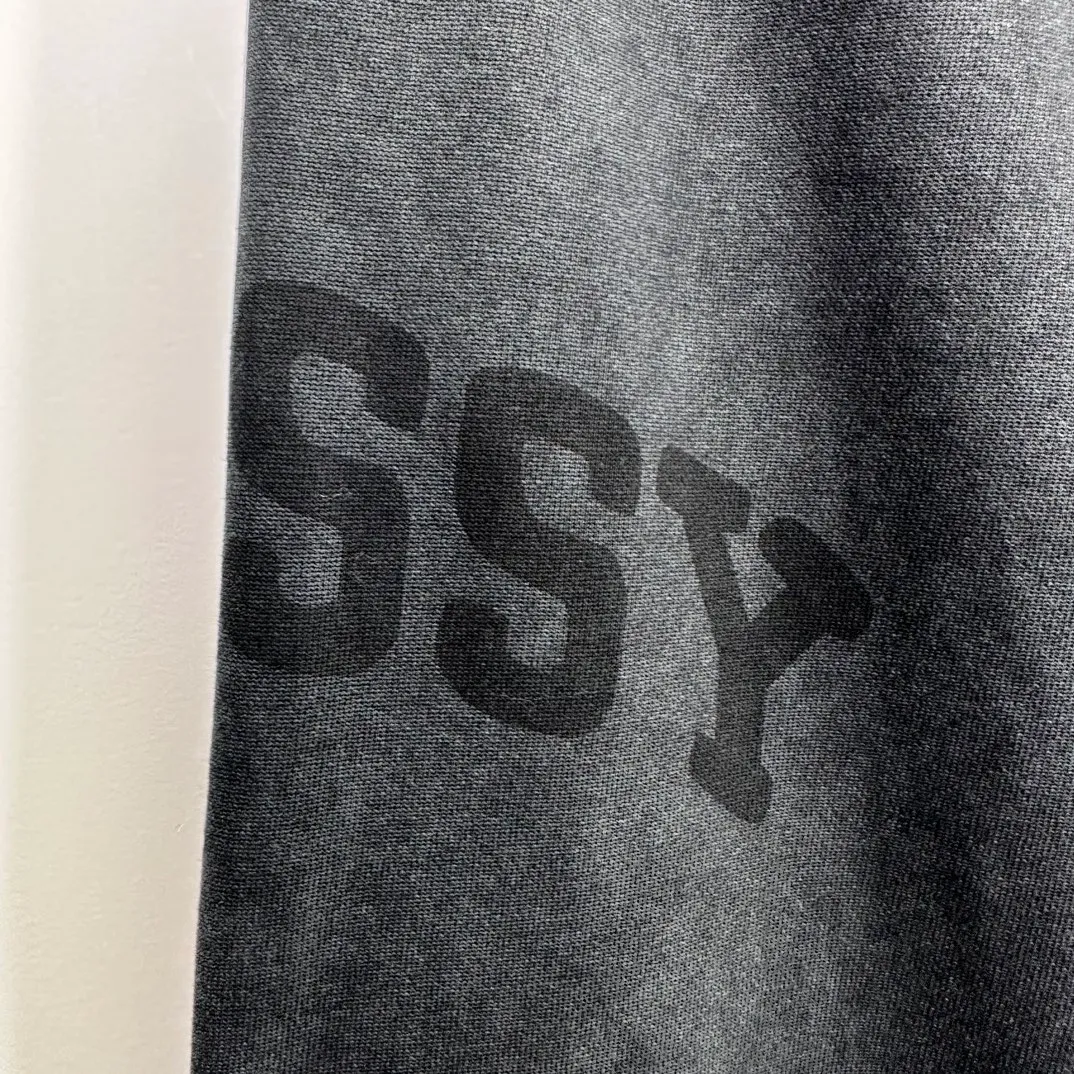 Washed sweatpants STUSSY FW24 FLEECE PANT FADED GRAPHIC loose thin velvet sweatpants with logo on the side, washed black S- XL