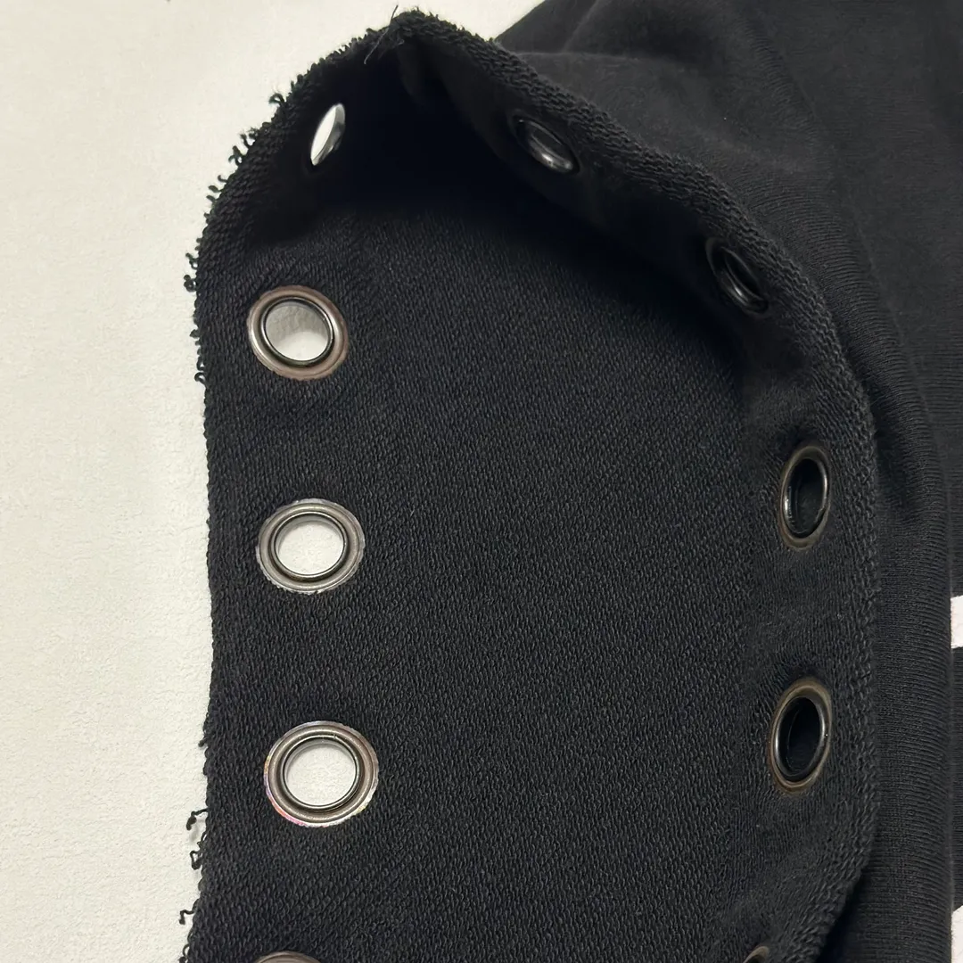 Stussy x JUNYA WATANABE Hooded Vest joint logo eyelet raw edge hooded sweatshirt vest black S-XL