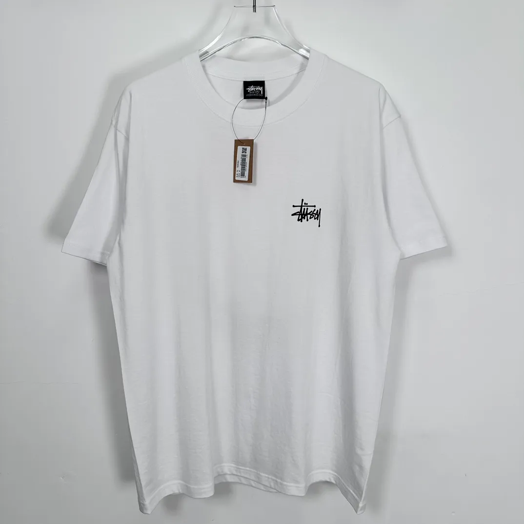 STUSSY SS24 SUNSET TEE Sunset Coconut Beach View T-shirt Black and White S-XL