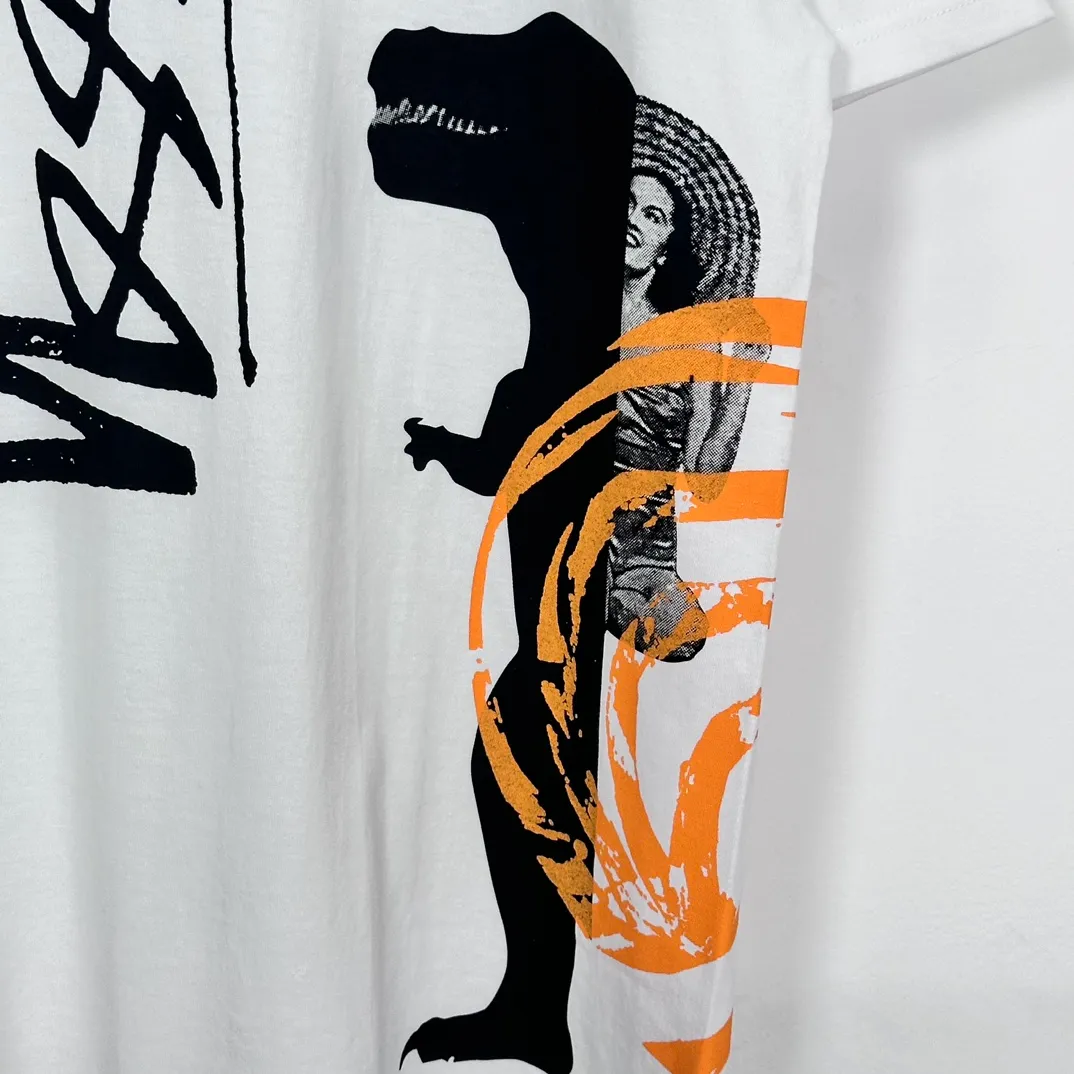 STUSSY X DAVID SS24 joint model CARSON DINO TEE dinosaur digital print short-sleeved Tee black and white S-XL