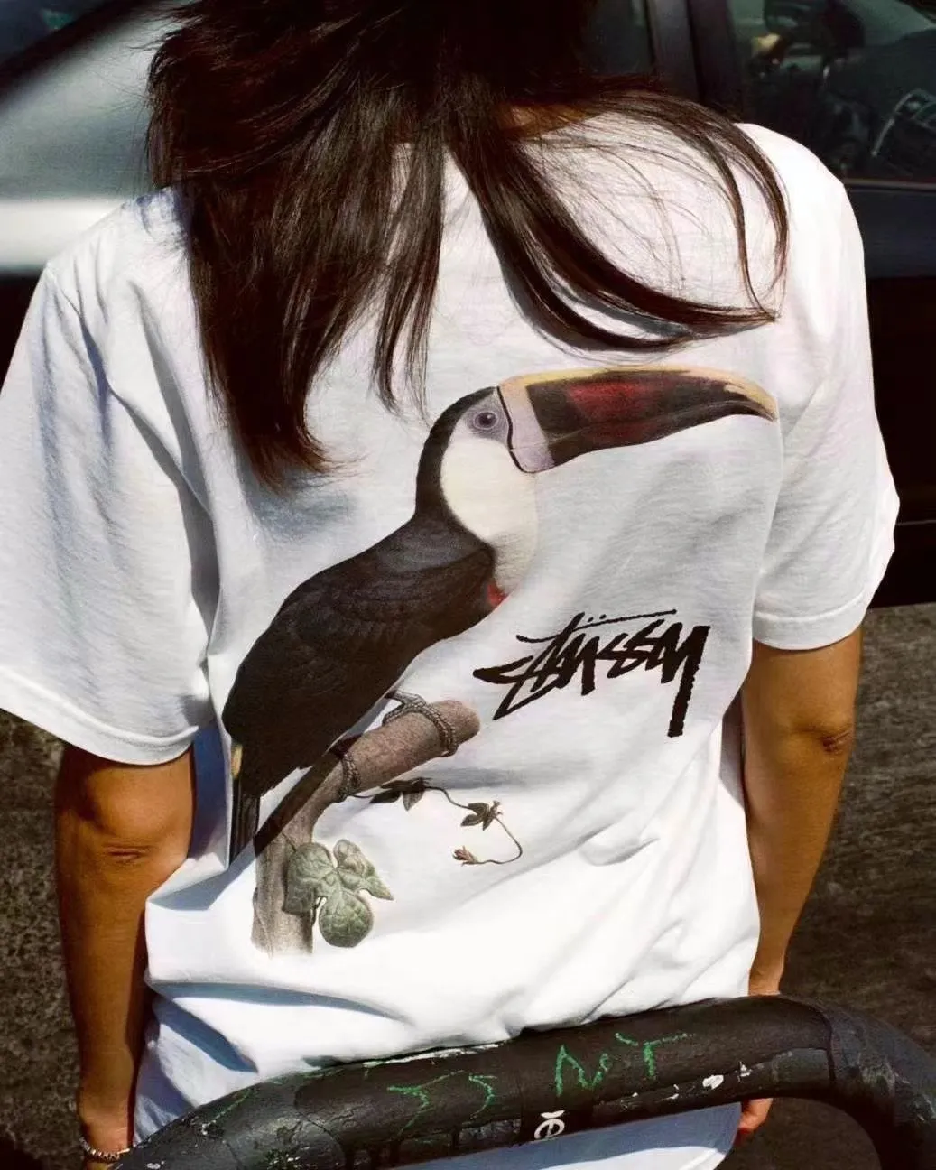 STUSSY SS24 Animal Series TOUCAN TEE Toucan T-shirt Black and White S-XL