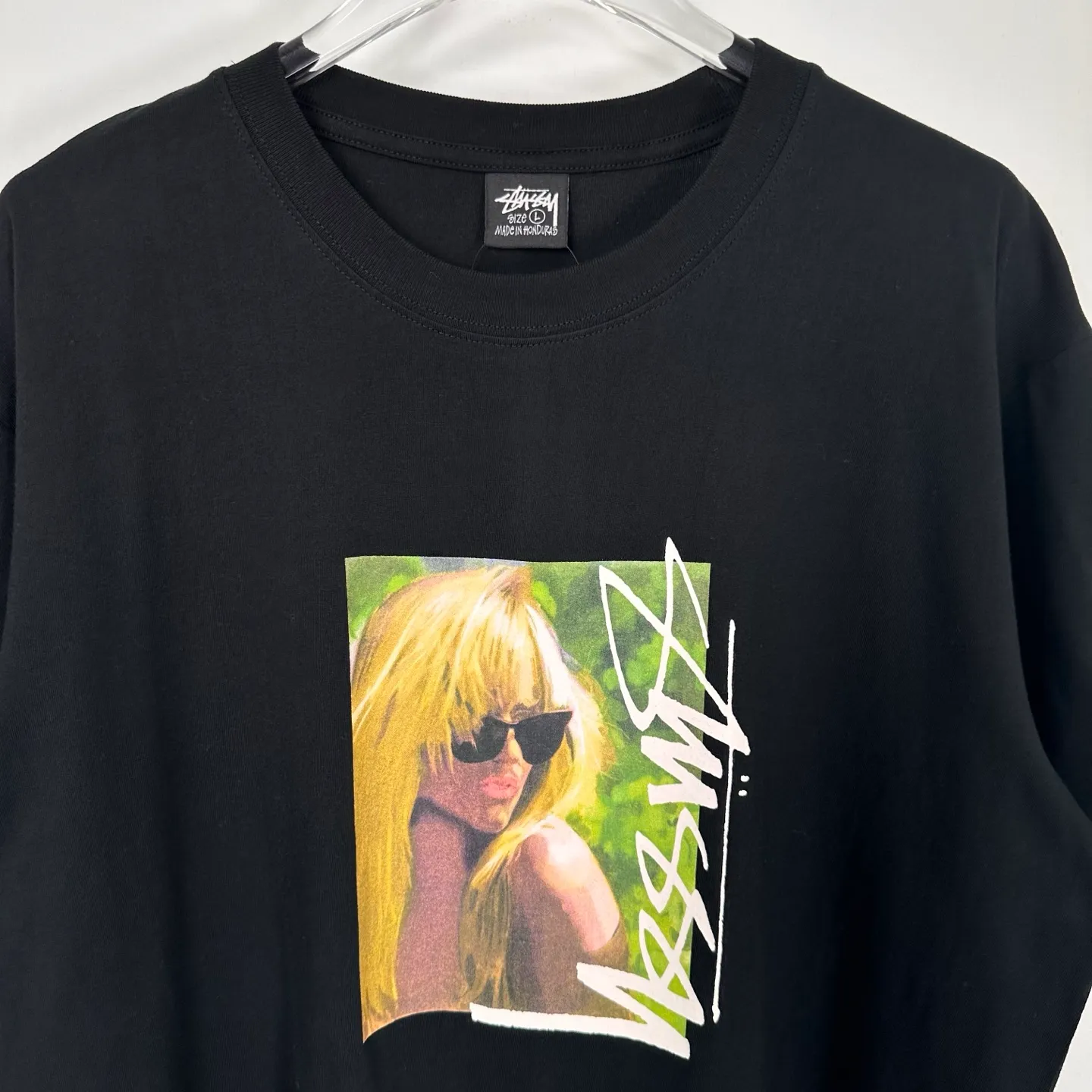 Blonde beauty T-shirt STUSSY SS25 LAURA TEE character print short-sleeved TEE black and white S- XL