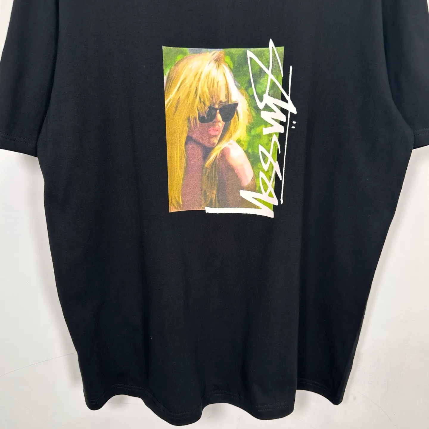 Blonde beauty T-shirt STUSSY SS25 LAURA TEE character print short-sleeved TEE black and white S- XL