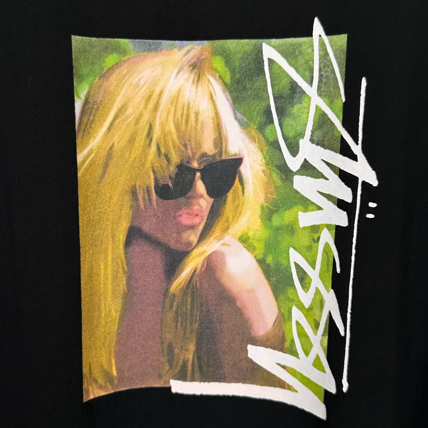 Blonde beauty T-shirt STUSSY SS25 LAURA TEE character print short-sleeved TEE black and white S- XL