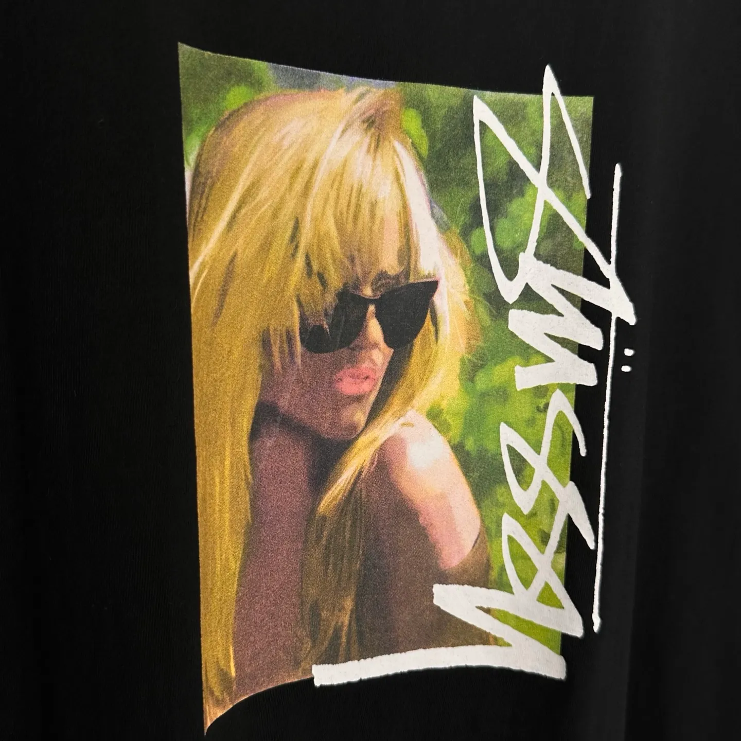 Blonde beauty T-shirt STUSSY SS25 LAURA TEE character print short-sleeved TEE black and white S- XL