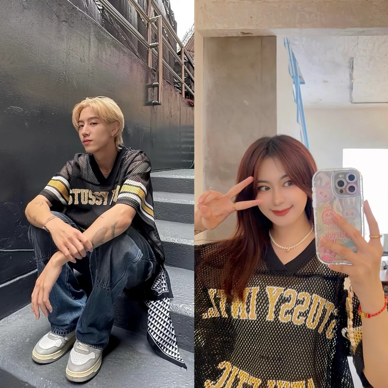 Mesh V-neck T-shirt Stussy SS25 STÜSSY INTERNATIONAL TEAM JERSEY V-neck mesh retro letter short sleeves black and white S-XL