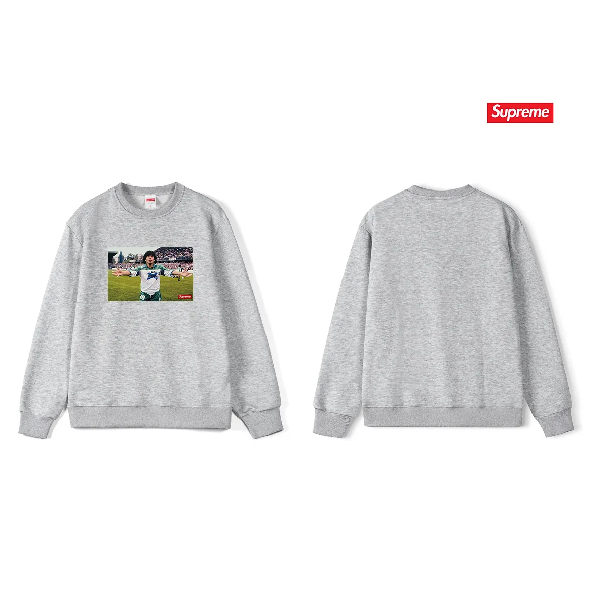 Style No. S1068 #terry p150💰 Velvet 160💰 Supreme SS24 WEEK1 Maradona No Drug character tee round neck sweatshirt Made of 400g large terry (drop shoulder large version) fabric, soft texture and no pilling Imported environmentally friendly printing glue The pattern is bright and three-dimensional Quality 💥 Same style for men and women The upper body is trendy Color: black white gray Size: S M L XL XXL