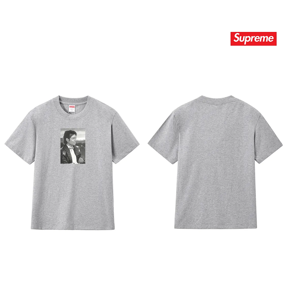 S198 P110💰 SS17 Michael Jackson Tee Michael Jackson pattern printed short-sleeved T-shirt with loose round neck T. Loose fit. Made of 260g combed cotton double yarn. From fabric to accessories, all three standards are complete and follow ZP. Imported Matsui Company slurry printing will never crack. The whole piece adopts three-needle five-thread technology. The neckline-shoulder seam-sleeve seam is double-lined, which looks more three-dimensional and textured.) The same process as the original version, classic version Feel free to compare zp. The whole piece adopts three-needle five-thread craftsmanship (neckline-shoulder seam-sleeve seam double thread, which looks more three-dimensional and textured). It has the same craftsmanship as the original original, classic version. Color: black, white, light gray, pink, navy. Size: S M L XL XXL