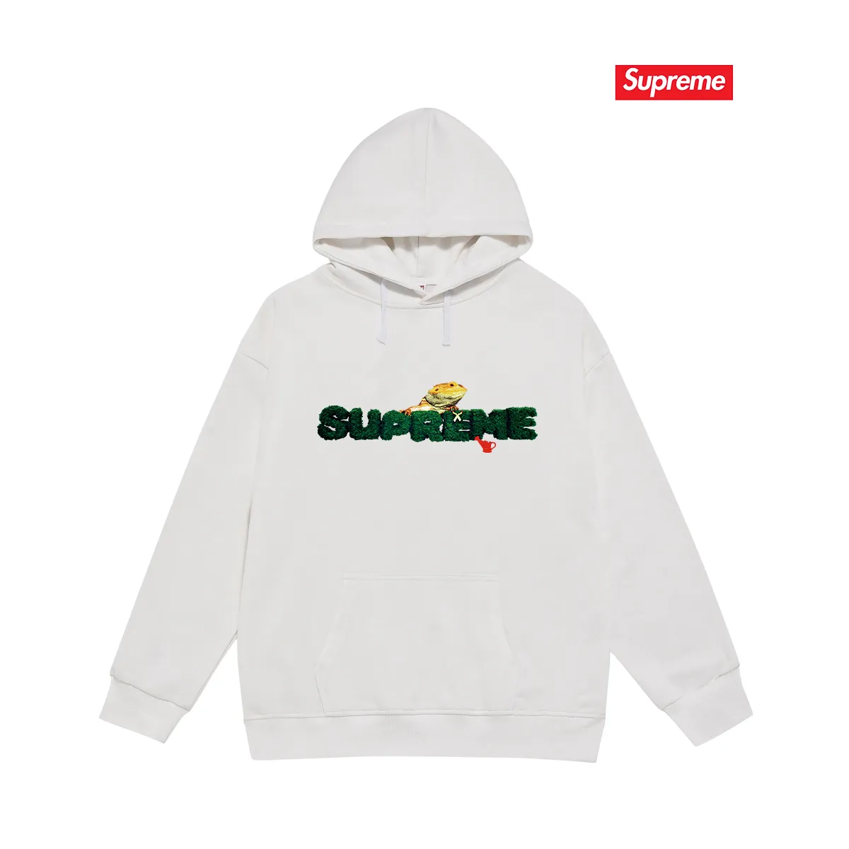 Style No. S2041 #terry P160💰 Velvet P170💰 Supreme Week 18 Lizard Tee Lizard pattern logo print hooded sweatshirt Made of 400g large terry 430g silver fox velvet (drop shoulder large version) fabric, soft texture and no pilling Imported environmentally friendly printing glue The pattern is bright and three-dimensional Quality 💥Same style for men and women The upper body is trendy Color: black white gray Size: S M L XL XXL