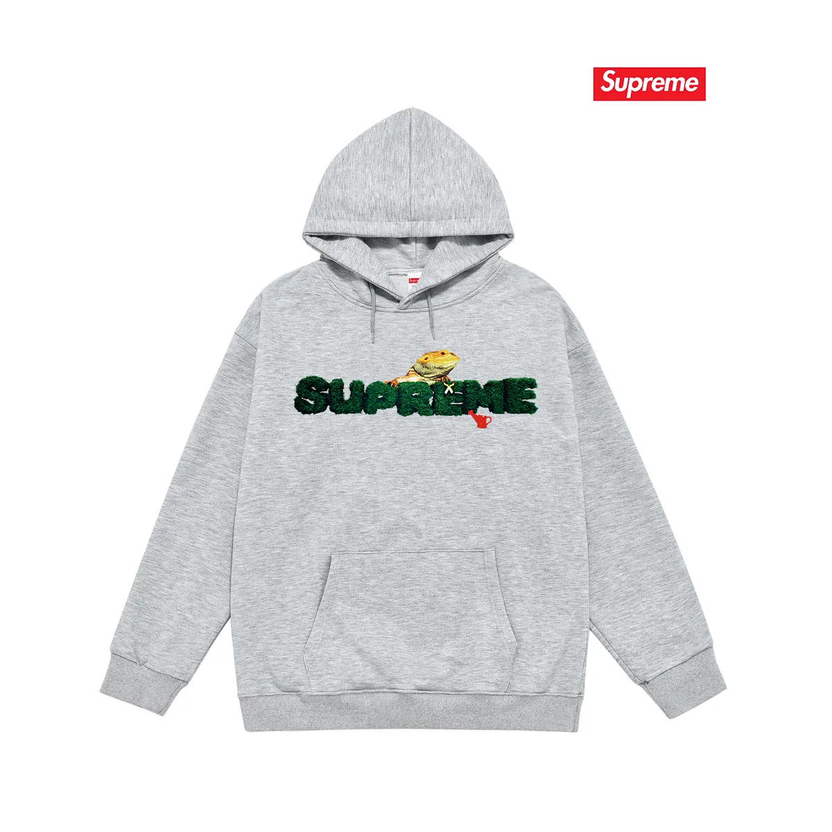 Style No. S2041 #terry P160💰 Velvet P170💰 Supreme Week 18 Lizard Tee Lizard pattern logo print hooded sweatshirt Made of 400g large terry 430g silver fox velvet (drop shoulder large version) fabric, soft texture and no pilling Imported environmentally friendly printing glue The pattern is bright and three-dimensional Quality 💥Same style for men and women The upper body is trendy Color: black white gray Size: S M L XL XXL