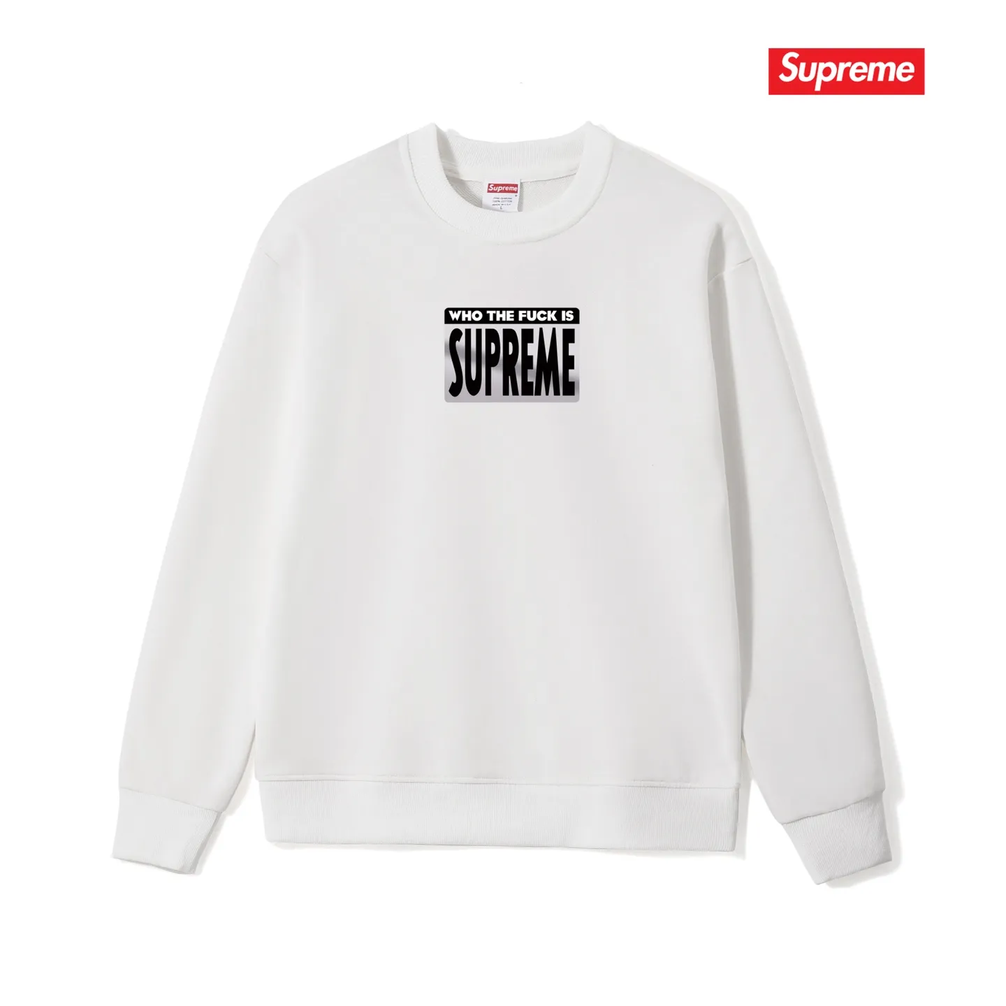 Model No. S1150 #terry p150💰 Velvet 160💰 Supreme 19SS Who The Fuck Tee Big BOX LOGO round neck sweatshirt Made of 400 grams of large terry (drop shoulder large version) fabric, soft texture and no pilling Imported environmentally friendly printing glue The pattern is bright and three-dimensional Quality 💥Same style for men and women The upper body is fashionable Color: black white gray Size: S M L XL XXL