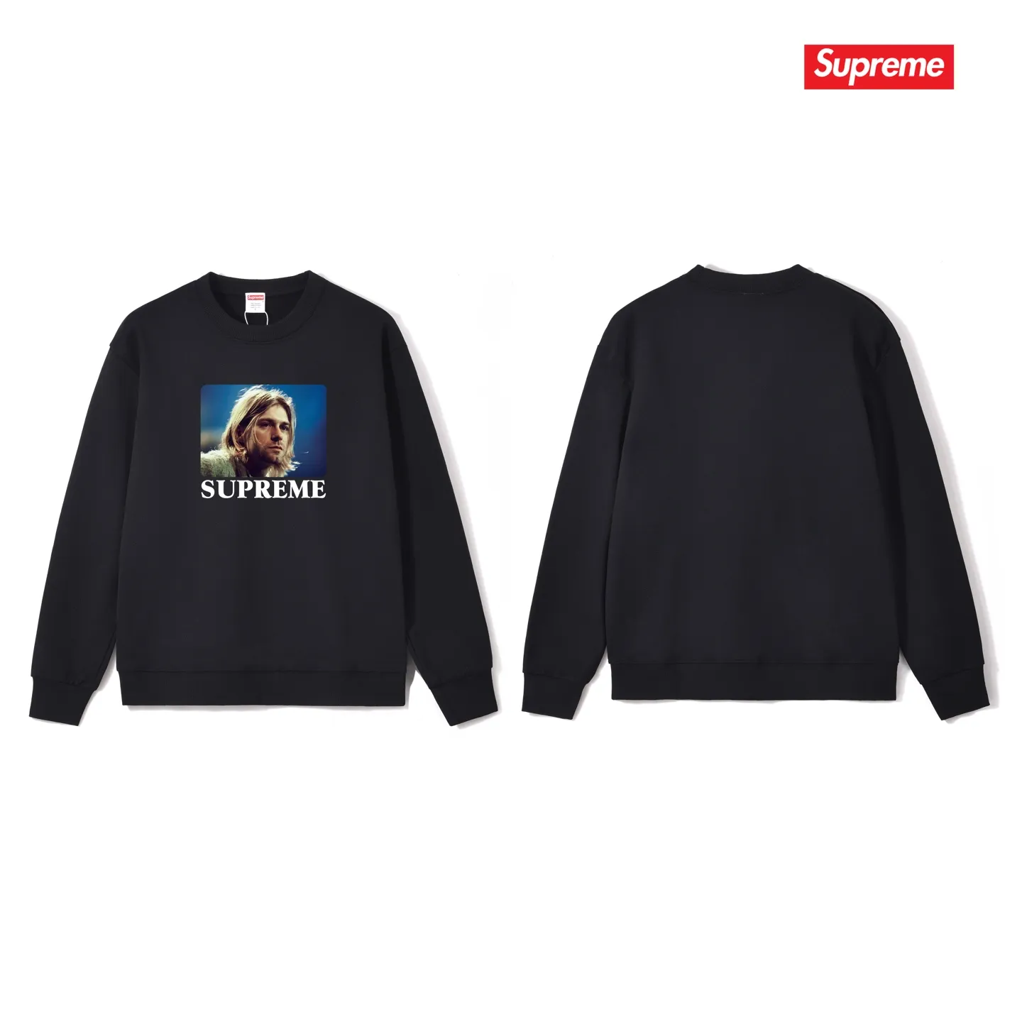 Style No. S1127 #terry p150💰 Velvet 160💰 Supreme SS23 Week1 KURTCOBAINTEE Kurt Cobain printed round neck sweatshirt Made of 400 grams of large terry (drop shoulder large version) fabric, soft texture and no pilling Imported environmentally friendly printing glue The pattern is bright and three-dimensional Quality 💥Same style for men and women The upper body is trendy Color: black white gray Size: S M L XL XXL