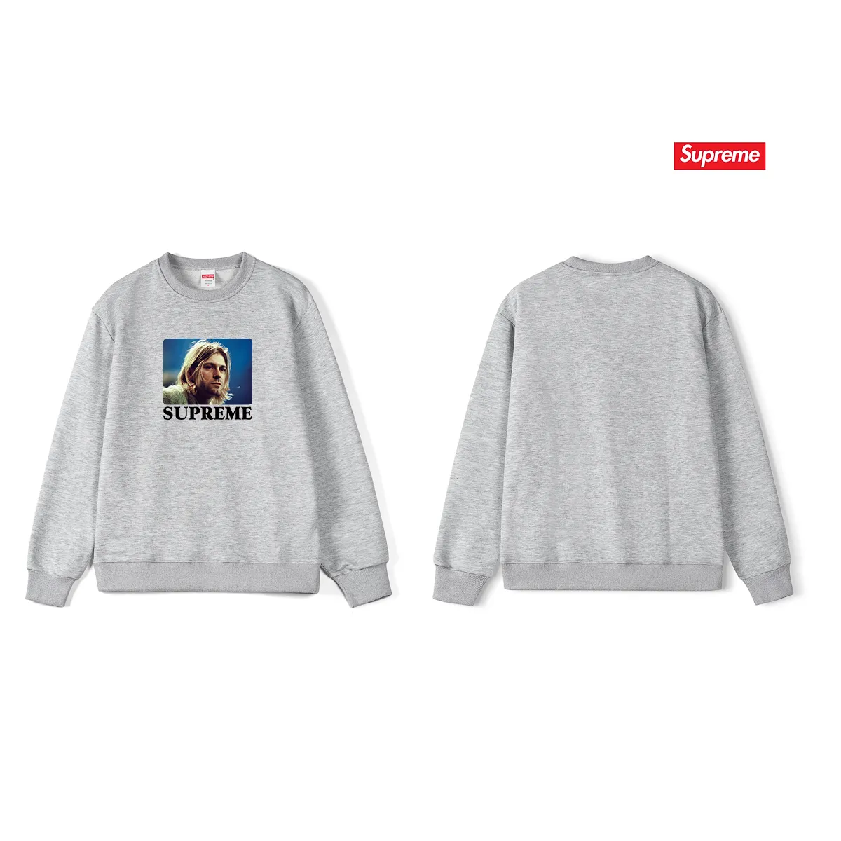 Style No. S1127 #terry p150💰 Velvet 160💰 Supreme SS23 Week1 KURTCOBAINTEE Kurt Cobain printed round neck sweatshirt Made of 400 grams of large terry (drop shoulder large version) fabric, soft texture and no pilling Imported environmentally friendly printing glue The pattern is bright and three-dimensional Quality 💥Same style for men and women The upper body is trendy Color: black white gray Size: S M L XL XXL