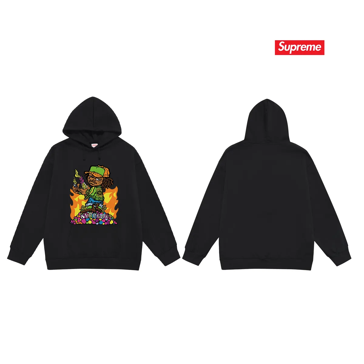 Style No. S2112 #terry P160💰 Velvet P170💰 SupremeSS23 spring and summer series Week1 CHILDREN TEE cartoon character printing Balenciaga co-branded supreme printed hooded sweatshirt Made of 400g large terry 430g silver fox velvet (off-shoulder large version) fabric, soft texture and no pilling Imported environmentally friendly printing glue, bright three-dimensional pattern, quality 💥Same style for men and women The upper body is fashionable Color: black white gray Size: S M L XL XXL