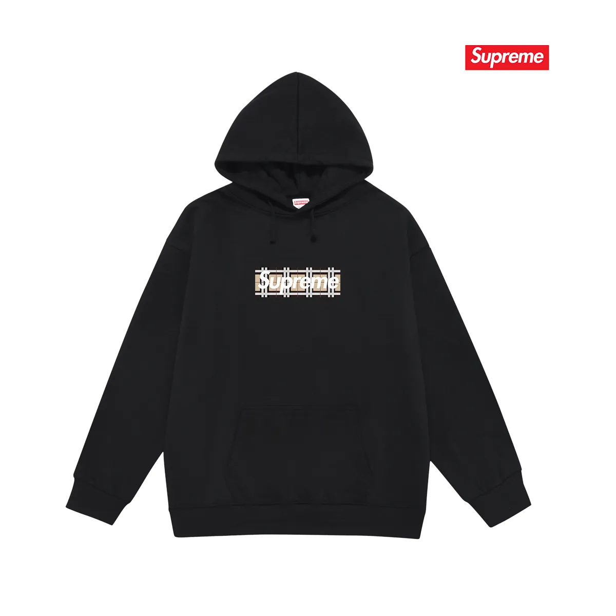 Style number S2021 #terry P160💰 Velvet P170💰 Supreme SS22 Week 3 x Burberry joint Box Logo Tee logo printed hooded sweatshirt Made of 400g large terry 430g silver fox velvet (drop shoulder large version) fabric, soft texture and no pilling Imported environmentally friendly printing glue The pattern is bright and three-dimensional Quality 💥Same style for men and women The upper body is trendy Color: black White Gray Size: S M L XL XXL