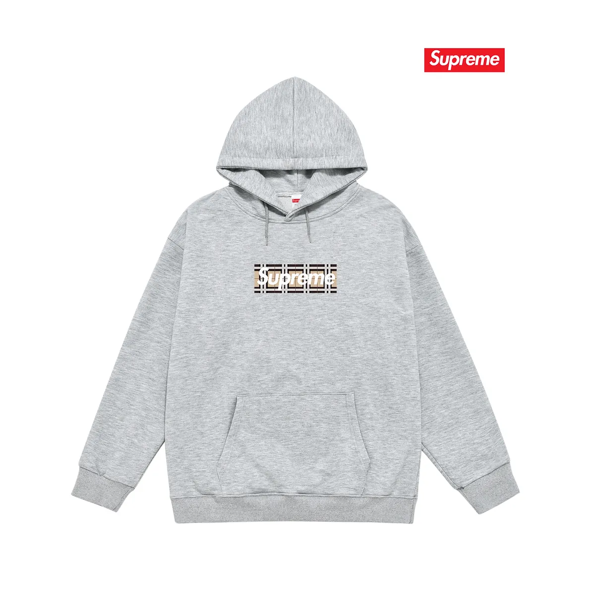 Style number S2021 #terry P160💰 Velvet P170💰 Supreme SS22 Week 3 x Burberry joint Box Logo Tee logo printed hooded sweatshirt Made of 400g large terry 430g silver fox velvet (drop shoulder large version) fabric, soft texture and no pilling Imported environmentally friendly printing glue The pattern is bright and three-dimensional Quality 💥Same style for men and women The upper body is trendy Color: black White Gray Size: S M L XL XXL