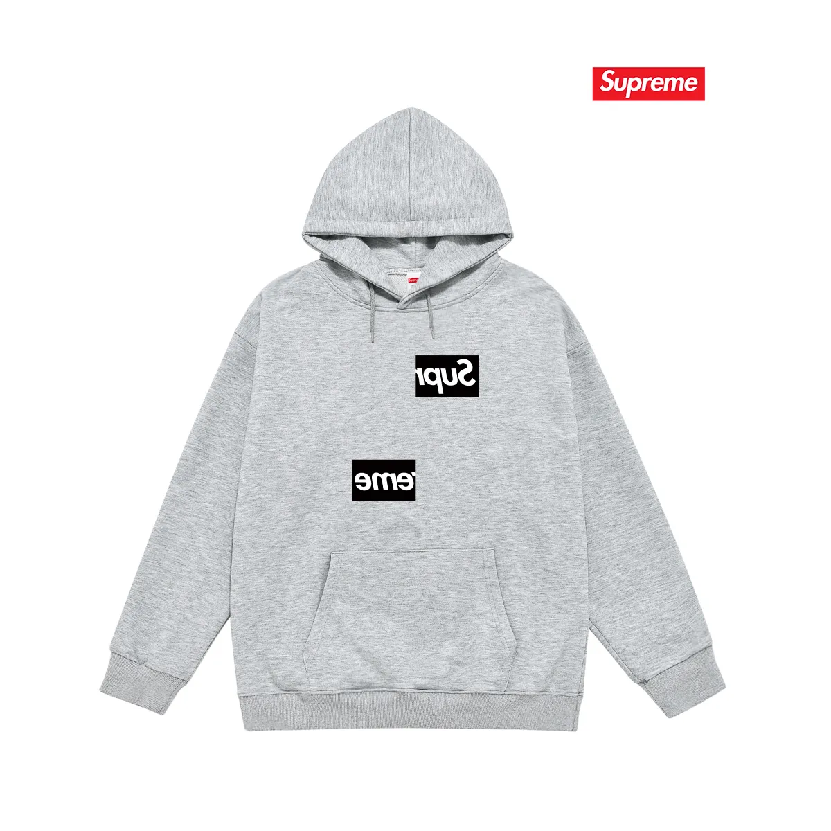 Style No. S2220 #terry P160💰 Velvet P170💰 Sup joint limited edition chest asymmetrical box print men's and women's hooded sweatshirt Made of 400g large terry 430g silver fox velvet (off-shoulder large version) fabric, soft texture and no pilling Imported environmentally friendly printing glue The pattern is bright and three-dimensional Quality 💥Same style for men and women The upper body is trendy Color: black white gray Size: S M L XL XXL