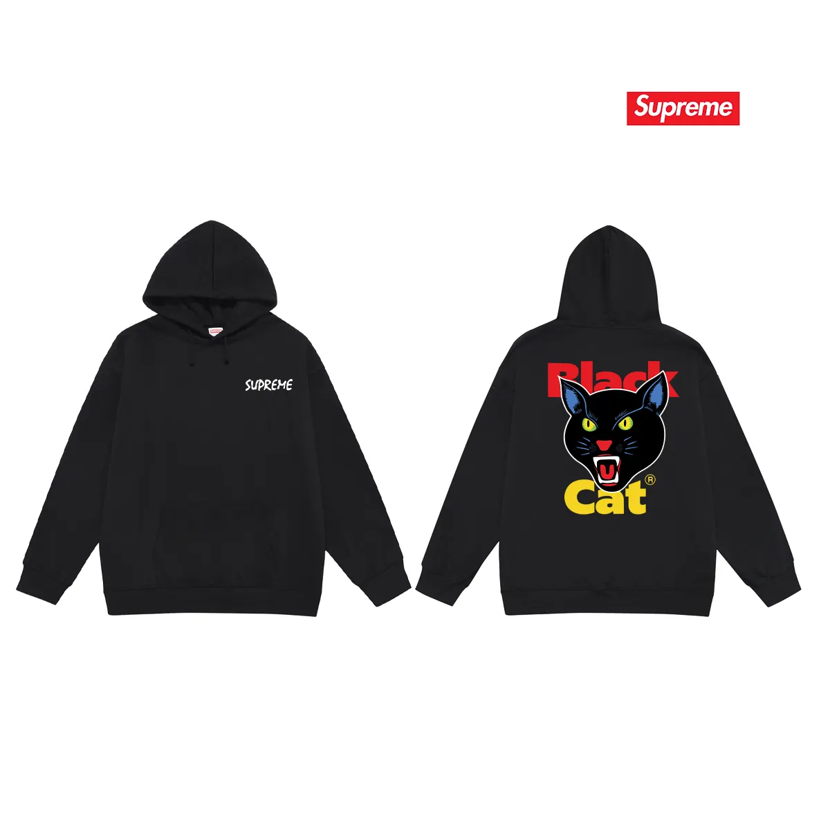 Style No. S2180 #terry P160💰 Plush P170💰 Sup small cat head logo hooded sweatshirt Made of 400g large terry 430g silver fox velvet (drop shoulder large version) fabric, soft texture and no pilling Imported environmentally friendly printing glue The pattern is bright and three-dimensional Quality 💥Same style for men and women The upper body is trendy Color: black white gray Size: S M L XL XXL