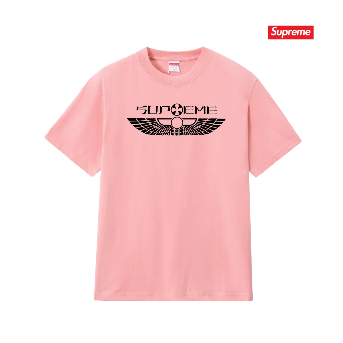 S204 P110💰 Sup style SS25 spring T-shirt series wings logo printed versatile round neck casual short-sleeved T-shirt. Same style for men and women. Loose fit. Made of 260g combed cotton double yarn. All three standards are complete from fabrics to accessories. ZP. Imported Matsui company slurry printing will never crack. The whole piece adopts three-needle five-thread technology. The neckline-shoulder seam-sleeve seam is double-lined, which looks more three-dimensional and textured.) The same process as the original version, classic version Feel free to compare zp. The whole piece adopts three-needle five-thread craftsmanship (neckline-shoulder seam-sleeve seam double thread, which looks more three-dimensional and textured). It has the same craftsmanship as the original original, classic version. Color: black, white, light gray, pink, navy. Size: S M L XL XXL