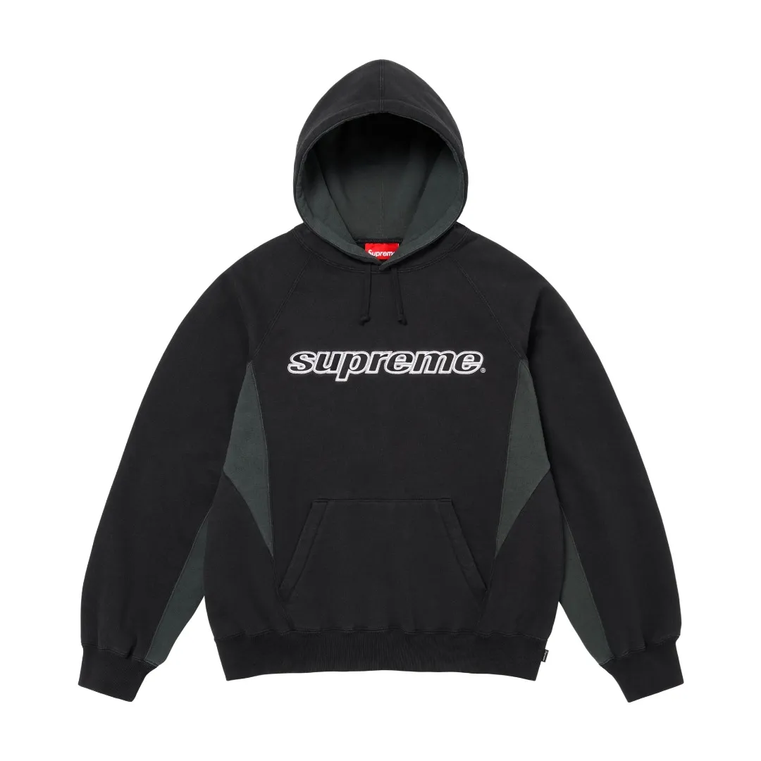 🅿️400 S273 top version Supreme 24fw DIYISION HOODED spliced embroidered logo sweatshirt 1. Fabric: ZP test, custom woven and dyed, pure cotton 460G plus velvet main fabric, horizontal cutting, side stitching 520G 2X2 thread 2. Embroidery: Embroidery equipment, using Behringer BEKS-Y924 machine 3. Sewing process: Twelve places on the whole garment are made of four-needle and six-thread boneless splicing technology, processed by experienced foreign trade factories (ordinary factories cannot do it) 4. Hem and cuffs: all use 520G non-elastic threads (low-end products use elastic threads to cause the hem and cuffs to appear wavy) 5. Customized ZP main label/wash mark/tag/packaging bag (equipped with an extra-large thickened handbag) Size: S~XL