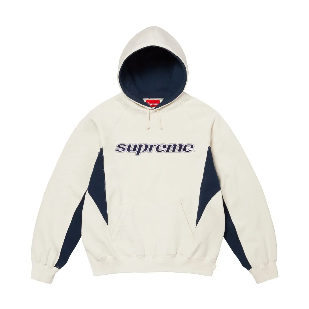 🅿️400 S273 top version Supreme 24fw DIYISION HOODED spliced embroidered logo sweatshirt 1. Fabric: ZP test, custom woven and dyed, pure cotton 460G plus velvet main fabric, horizontal cutting, side stitching 520G 2X2 thread 2. Embroidery: Embroidery equipment, using Behringer BEKS-Y924 machine 3. Sewing process: Twelve places on the whole garment are made of four-needle and six-thread boneless splicing technology, processed by experienced foreign trade factories (ordinary factories cannot do it) 4. Hem and cuffs: all use 520G non-elastic threads (low-end products use elastic threads to cause the hem and cuffs to appear wavy) 5. Customized ZP main label/wash mark/tag/packaging bag (equipped with an extra-large thickened handbag) Size: S~XL