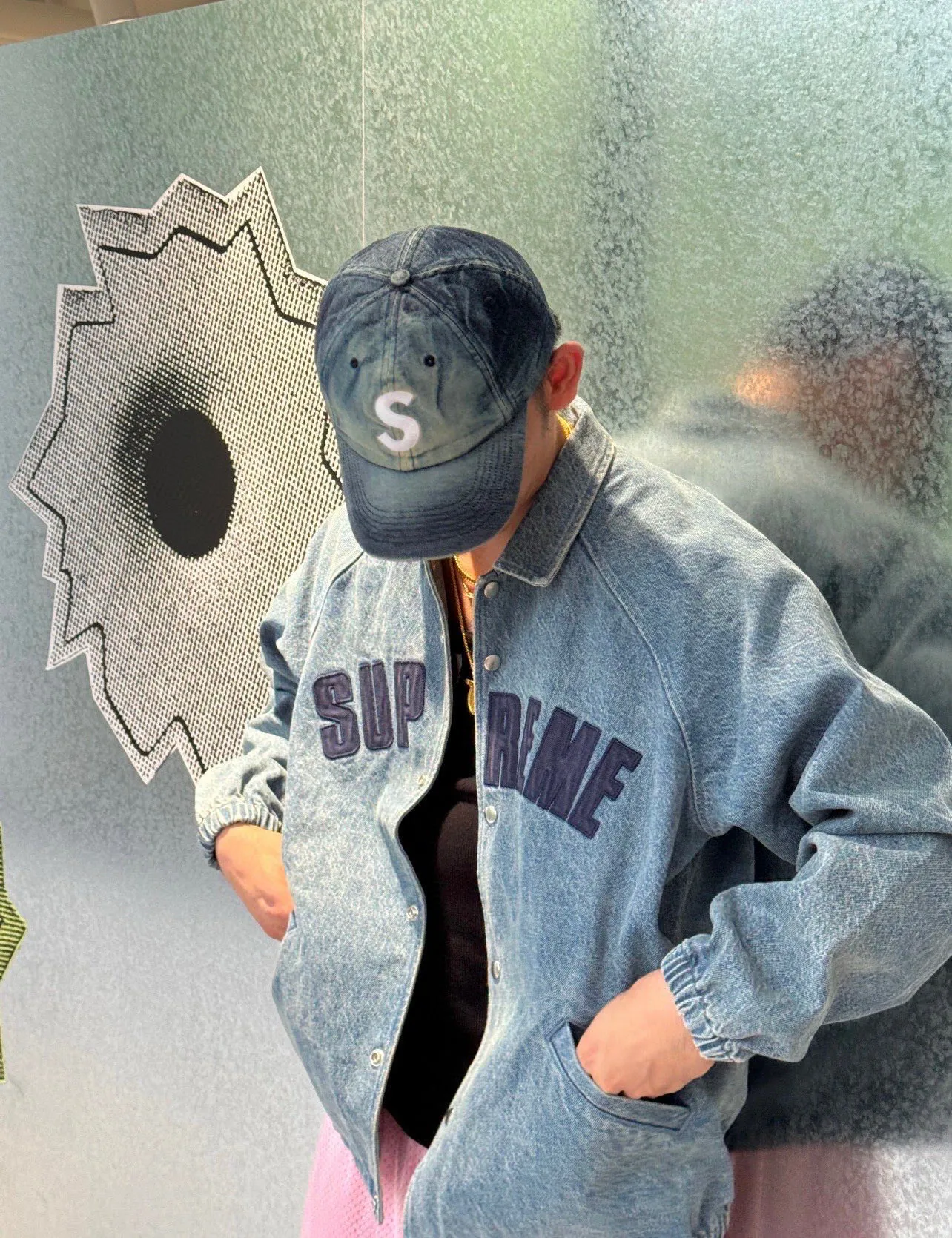 🅿️400 S291 Top Version Supreme SS25 WEEK17 Arc Denim Coaches Jacket Logo American Washed Coaches Jacket Same style for men and women Purchased in the original version All details are restored to the same Just close your eyes and enter Color: Black Denim Blue Pink Size: S M L XL (176 145 wear M loose)