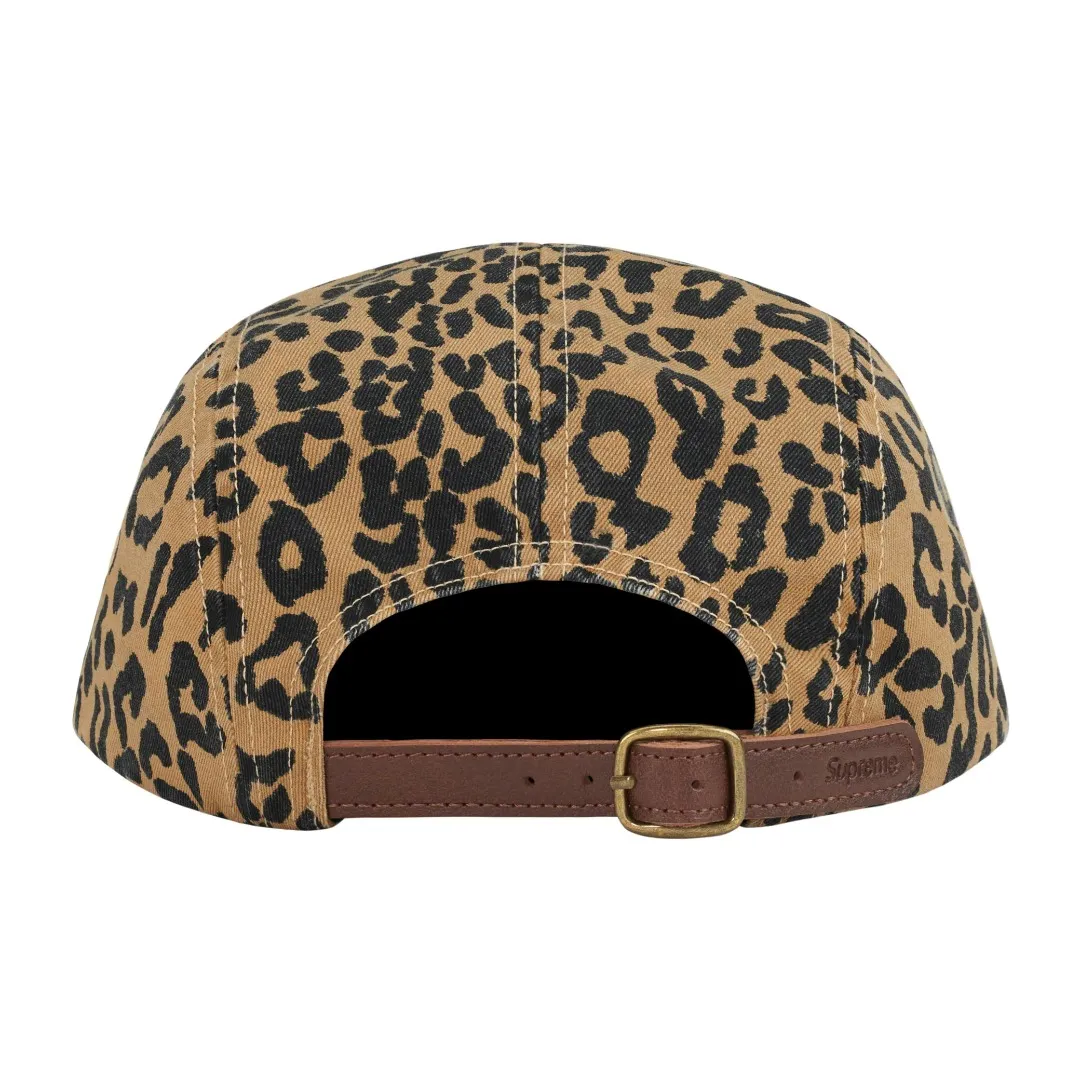S398💰p136 Supreme 24SS Washed Chino Leather Buckle Baseball Cap Peaked Cap Color: Black Red Leopard Print Washed Blue Snake Print