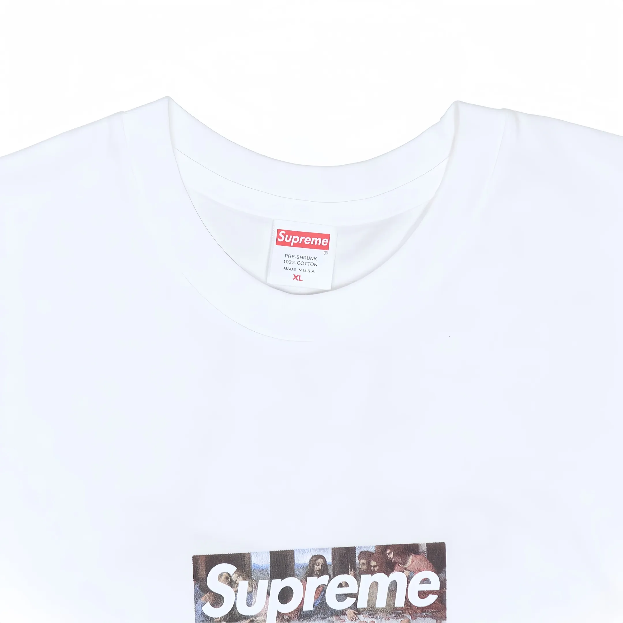 #S72 P110💰 Supreme Week 11 Milan Last Supper Milan opening limited Da Vinci's Last Supper Box Logo printed solid color casual round neck short-sleeved T-shirt, same style for men and women. White uses 260 grams of combed cotton double yarn. From fabrics to accessories, all three standards are complete and follow ZP. Imported Matsui Company slurry printing will never crack. The whole piece is made with three-needle and five-thread craftsmanship. The neckline-shoulder seam-sleeve seam is double-lined, making it look more three-dimensional and textured. The craftsmanship is the same as the authentic original version, and the classic version is free to compare zp. The whole piece is made of three-needle five-thread craftsmanship. The neckline-shoulder seam-sleeve seam is double-threaded, and it looks more three-dimensional and textured. The craftsmanship is the same as the authentic original version, and the classic version is color: white. Size: S M L XL XXL.