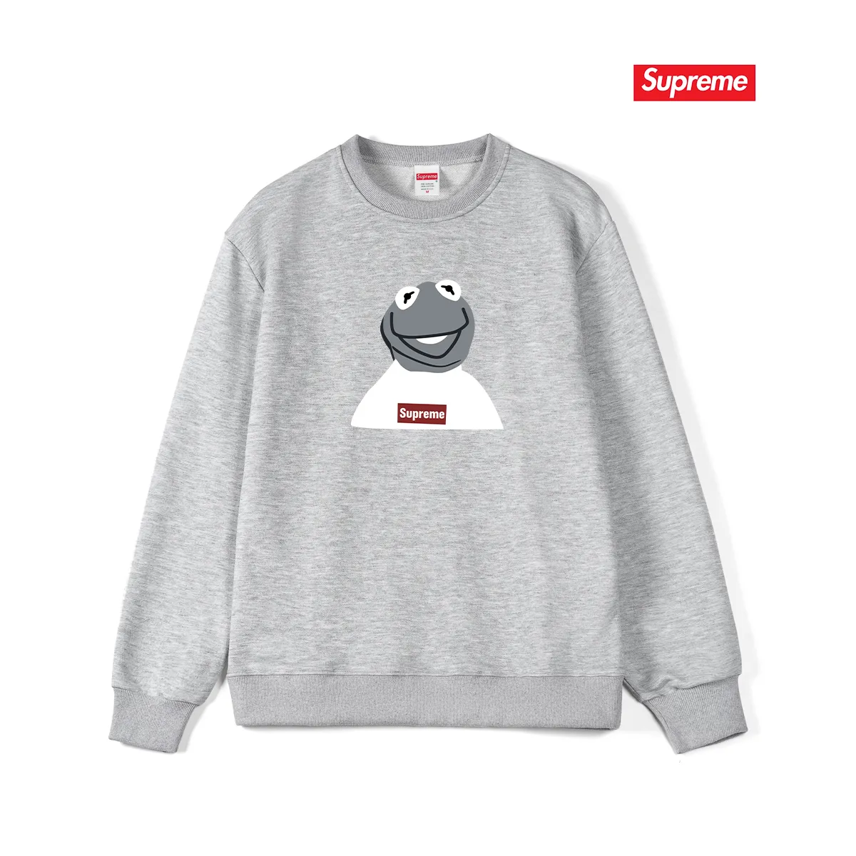 Style No. S1225 #terry p150💰 Velvet 160💰 supreme 08ss kermit Sesame Street Frog round neck sweatshirt Made of 400g large terry (drop shoulder large version) fabric, soft texture and no pilling Imported environmentally friendly printing glue The pattern is bright and three-dimensional Quality💥Same style for men and women The upper body is trendy Color: black white gray Size: S M L XL XXL